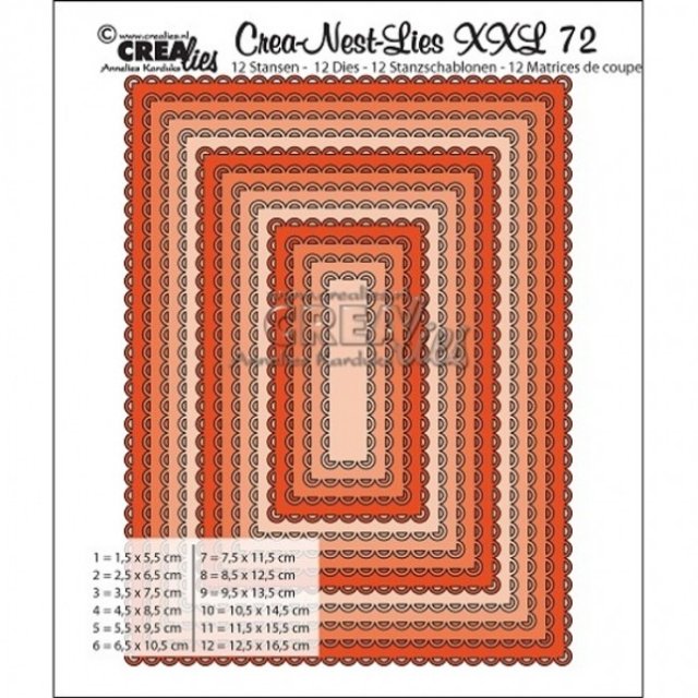 Crealies Crea-Nest-Lies XXL Die No. 72, Rectangles with Open Scallop CLNestXXL72