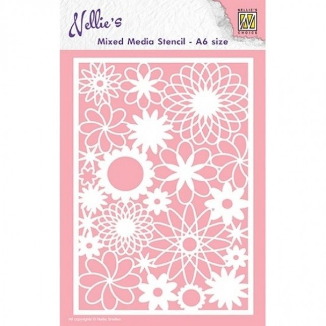 Nellie's Choice Mixed Media stencil A6 size "Flowers" MMSA6-006