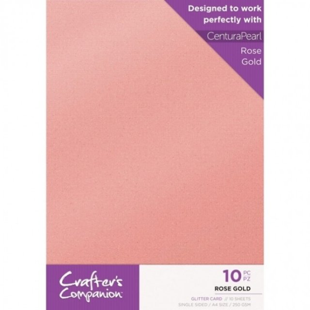 Crafter's Companion Glitter Card 10 Sheet Pack - Rose Gold 4 For £14