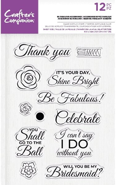 Crafter's Companion Crafters Companion Clear Acrylic Stamps- Be Fabulous Accessories