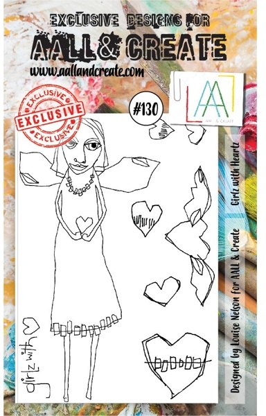 Aall & Create Aall & Create A6 Stamp #130 - Girlz with Heartz - CLEARANCE