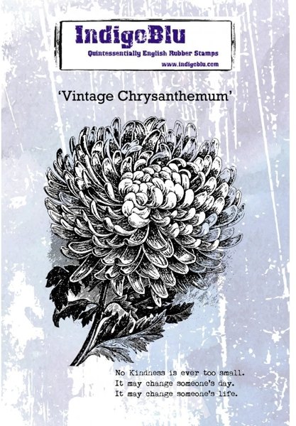IndigoBlu Indigoblu Vintage Chrysanthemum A6 Red Rubber Stamp