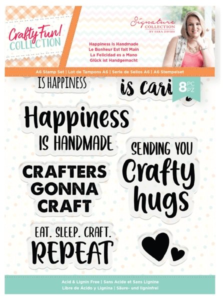 Crafter's Companion Sara Davies Crafty Fun - A6 Acrylic Stamp - Happiness is Handmade