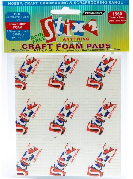 Stix2 Craft Foam Pads - 3mm x 3mm x 2mm £2 Off Any 4