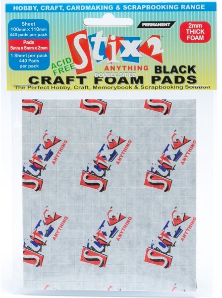 Stix2 Craft Foam Pads Black 5mm x 5mm x 2mm £2 Off Any 4