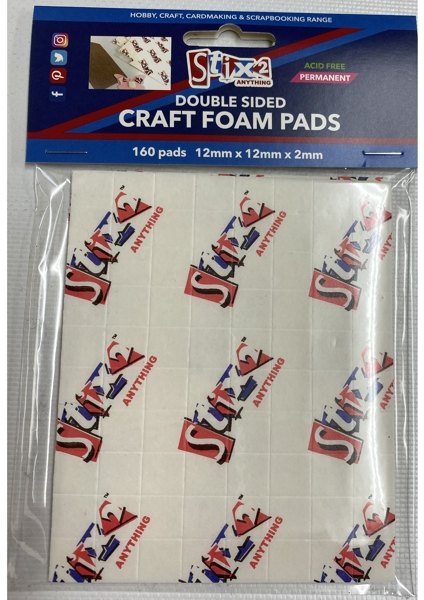 Stix2 Craft Foam Pads - 12mm x 12mm x 2mm £2 Off Any 4