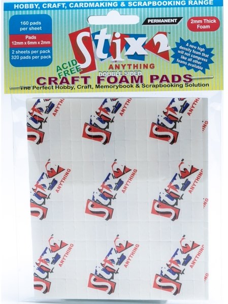 Stix2 Craft Foam Pads - 12mm x 6mm x 2mm £2 Off Any 4