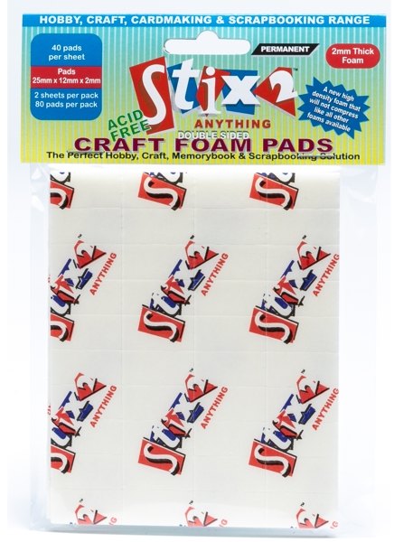 Stix2 Craft Foam Pads - 25mm x 12mm x2mm £2 Off Any 4
