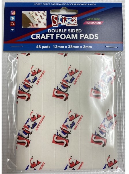 Stix2 Craft Foam Pads - 12mm x 38mm x 2mm £2 Off Any 4