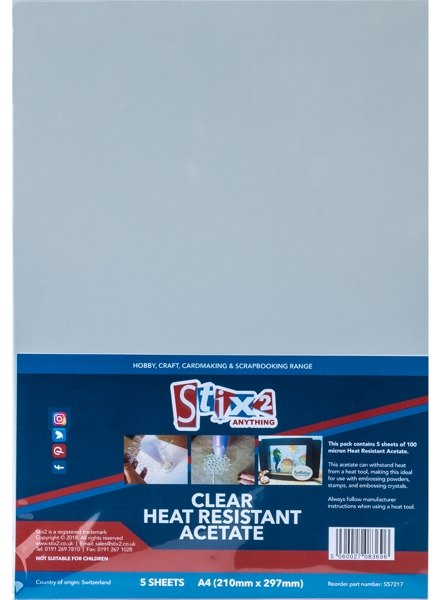 Stix2 Clear Heat Resistant Acetate Sheets - 100 Micron thick - 210mm x 297mm (A4) £2 Off Any 4