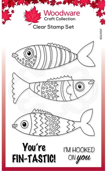 Woodware Woodware Clear Singles Swimming Fish 4 in x 6 in Stamp