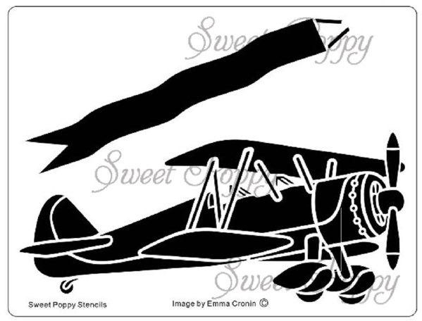 Sweet Poppy Stencils Sweet Poppy Stencil: Biplane & Banner