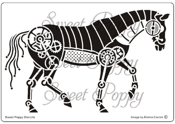 Sweet Poppy Stencils Sweet Poppy Stencil: Mechanical Horse
