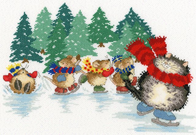 Bothy Threads Bothy Threads Mice Skating Margaret Sherry Counted Cross Stitch Kit XMS19