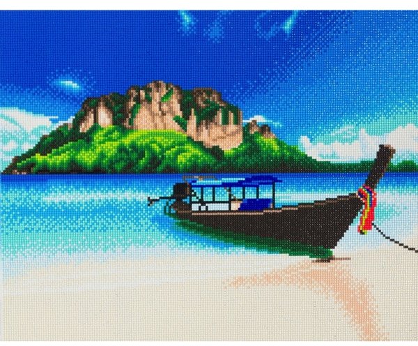 Craft Buddy Craft Buddy Tropical Island Boat Framed Crystal Art Kit, 40 x 50cm CAK-A95