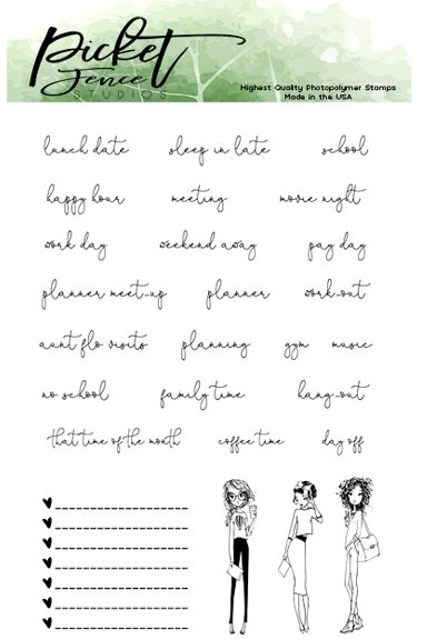 Picket Fence Studios Picket Fence Studios Planner Girls Hang Out Clear Stamps (P-101)