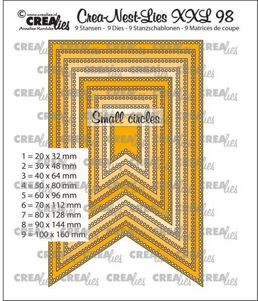 Crealies Crealies Crea-Nest-Lies XXL Fishtail Banner With Small Circles CLNestXXL98