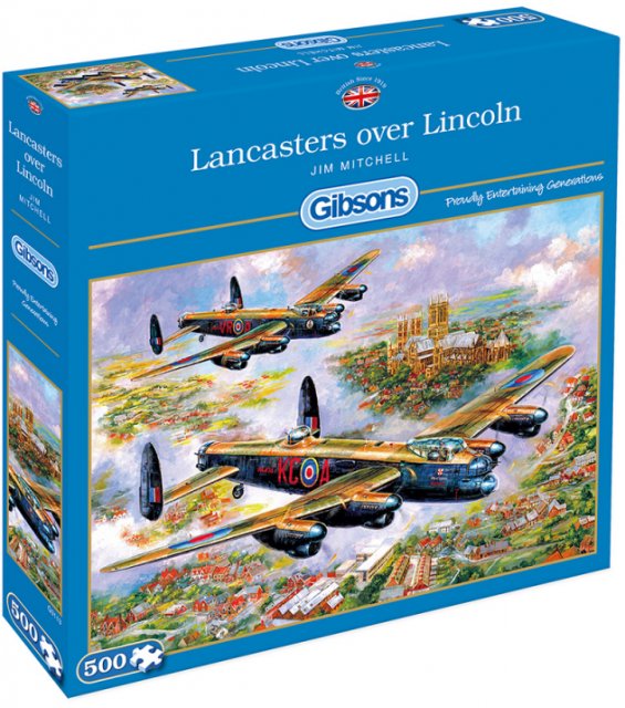 Gibsons Gibsons Lancasters Over Lincoln 500 Piece Planes Jigsaw Puzzle G3113