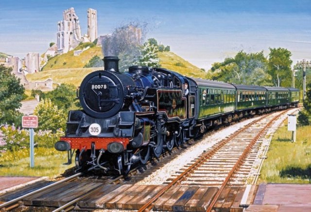Gibsons Gibsons Corfe Castle Crossing 500 Piece Steam Train Jigsaw Puzzle  G3115
