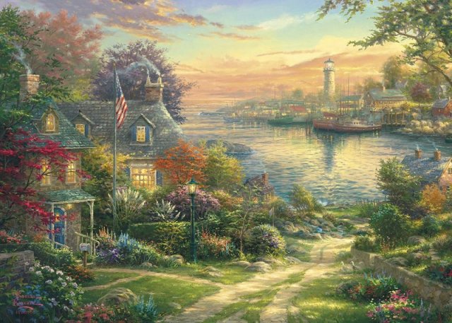 Gibsons Gibsons Thomas Kinkade New England Harbour 1000 Piece Jigsaw Puzzle G6277