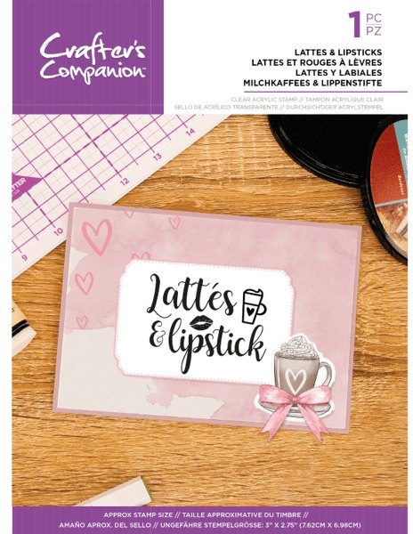 Crafter's Companion Crafter's Companion Quirky Sentiment Stamps - Lattes & Lipstick – 4 for £8.99