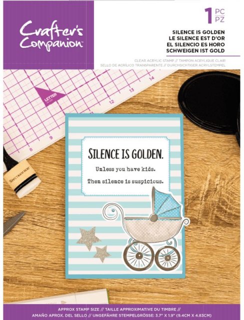 Crafter's Companion Crafter's Companion Quirky Sentiment Stamps - Silence is Golden – 4 for £8.99