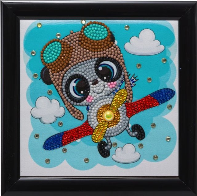 Craft Buddy Craft Buddy Crystal Art Frameables Kit with Picture Frame - Flying Panda