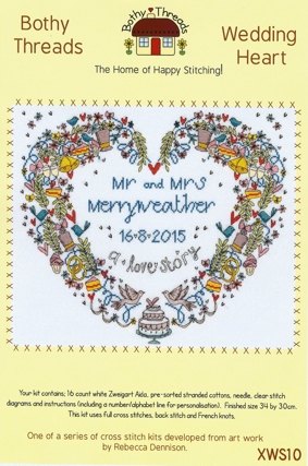 Bothy Threads Bothy Threads Wedding Heart Counted Cross Stitch Kit