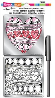 Stampendous Stampendous Heart Duo Metal Stencil Duo with Pen and Cards