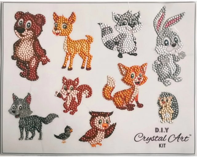 Craft Buddy Craft Buddy Crystal Art Forest Animals Sticker Set of 10