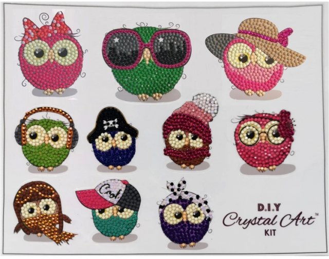 Craft Buddy Craft Buddy Crystal Art Owl Life Sticker Set of 10