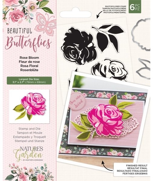 Crafter's Companion Nature's Garden Beautiful Butterflies - Stamp and Die - Rose Bloom