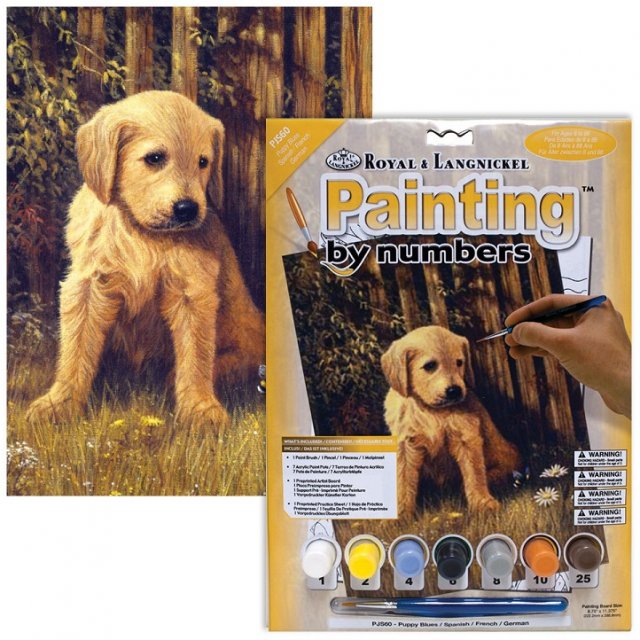 Royal & Langnickel Royal & Langnickel Painting By Numbers Puppy Blues A4 Art Kit