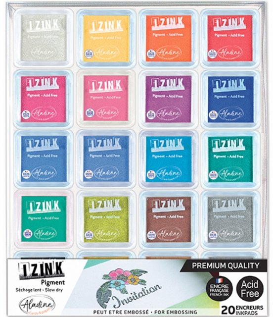 Aladine Izink Set of 20 Pigment Ink Pads - 19702