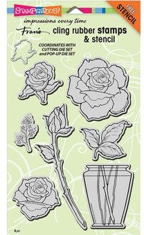 Stampendous Stampendous Rose Bouquet Cling Rubber Stamps & Stencil