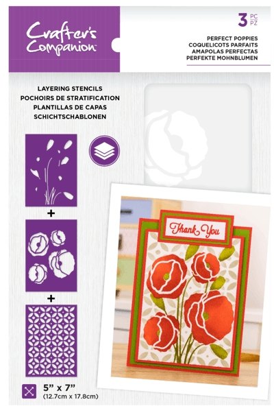 Crafter's Companion Crafter's Companion Layering Stencils - Perfect Poppies