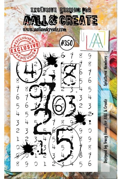 Aall & Create Aall & Create A7 Stamp #350 - Splattered Numbers