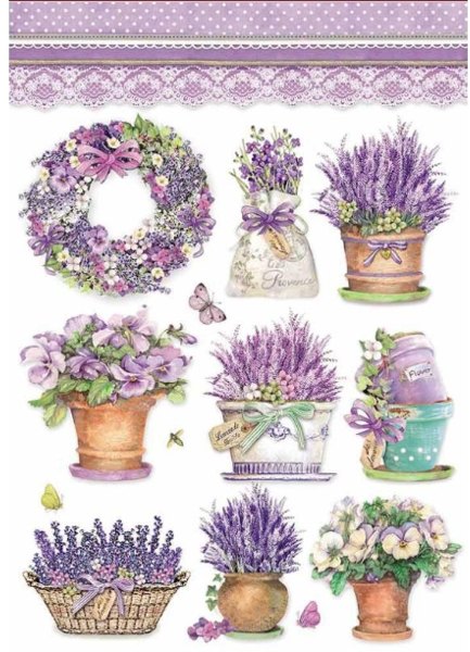Stamperia Stamperia A4 Rice Paper Packed Lavender Vase DFSA4456 4 For £9.99