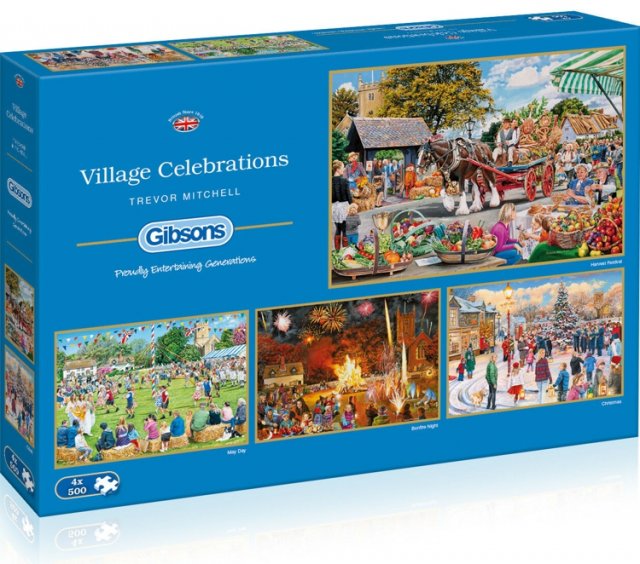 Gibsons Gibsons Village Celebrations 4 x 500 Piece Jigsaw Puzzle G5051