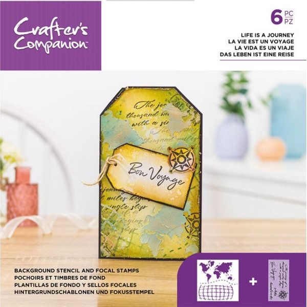 Crafter's Companion Crafter's Companion Background Stencil & Focal Stamps - Life is a Journey