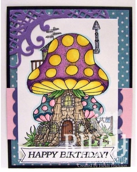 Riley & Company Mushroom Lane Cling Stamp 3.5X4.25-Polkadot House 