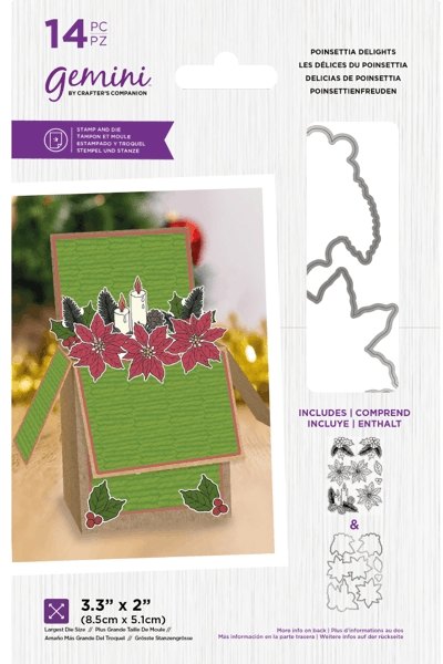 Crafter's Companion Gemini Pop-Up Box Stamp & Die - Poinsettia Delights