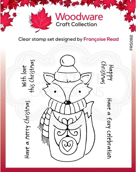 Creative Expressions Woodware Clear Singles Foxy Christmas 4 in x 4 in Stamp