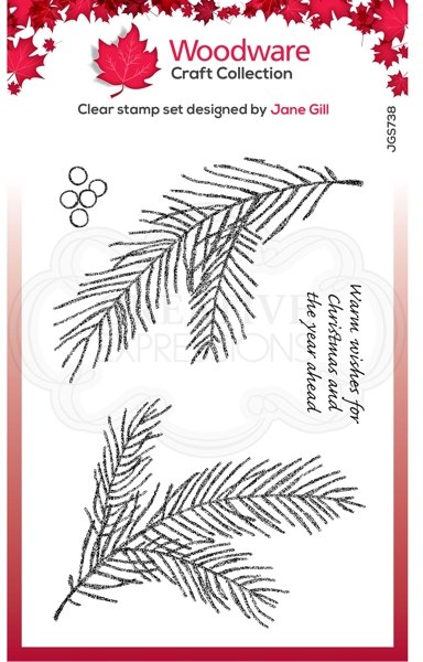 Woodware Woodware Clear Singles Sketchy Pine Branch 4 in x 6 in Stamp