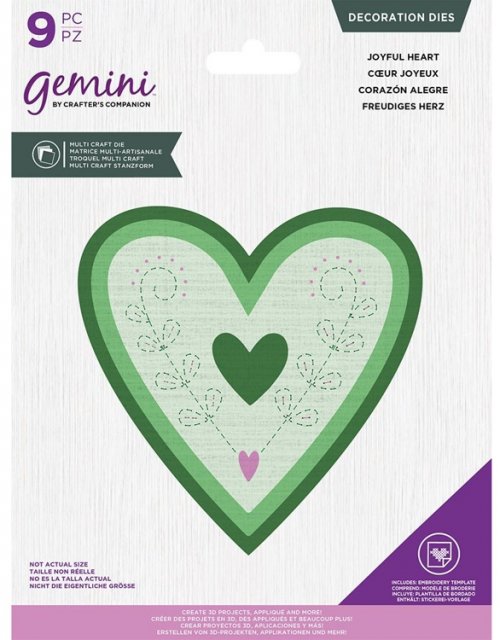 Crafter's Companion Gemini - Multi Media Applique Craft Die - Decoration Dies - Joyful Heart