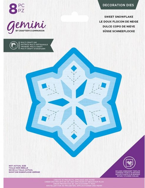 Crafter's Companion Gemini - Multi Media Applique Craft Die - Decoration Dies - Sweet Snowflake
