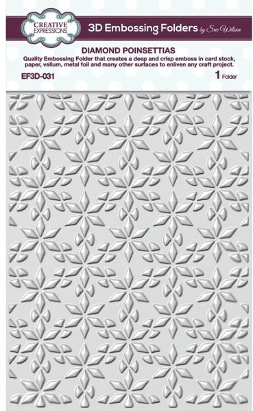 Creative Expressions Creative Expressions 5x7 3D Embossing Folder - Diamond Poinsettias