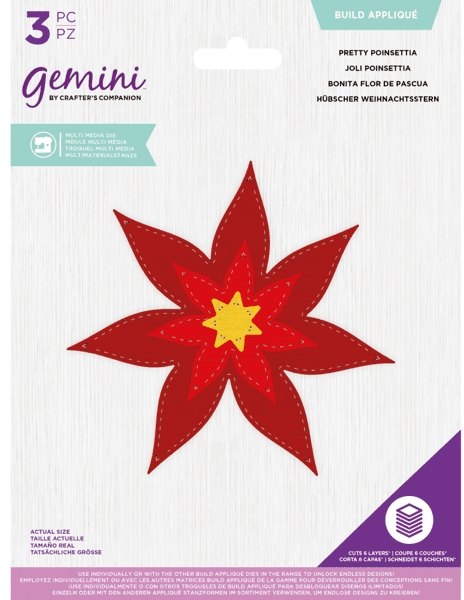 Crafter's Companion Gemini Multi Media Die - Build Appliqué - Pretty Poinsettia