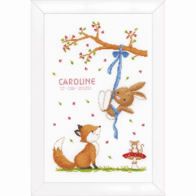 Vervaco Vervaco Forest Friends Baby Birth Sampler Counted Cross Stitch Kit PN-0184572