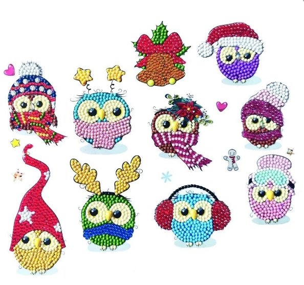 Craft Buddy Craft Buddy Cool Christmas Owls, 21x27cm Crystal Art Sticker Set - CAMK-2020SET4